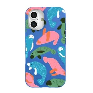 Pela iPhone 16 Case in Electric Blue Sea Cows